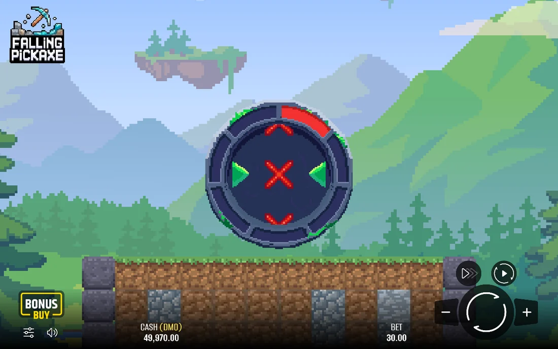 Барабан Falling Pickaxe остановился на красном кресте